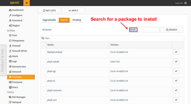 ajenti Package Management