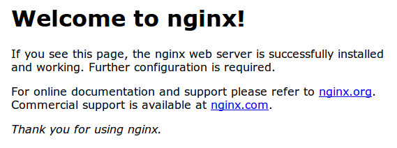 الصفحة الافتراضية لـ Nginx