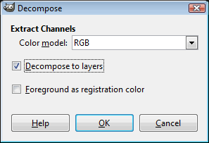 GIMP Decompose color dialog